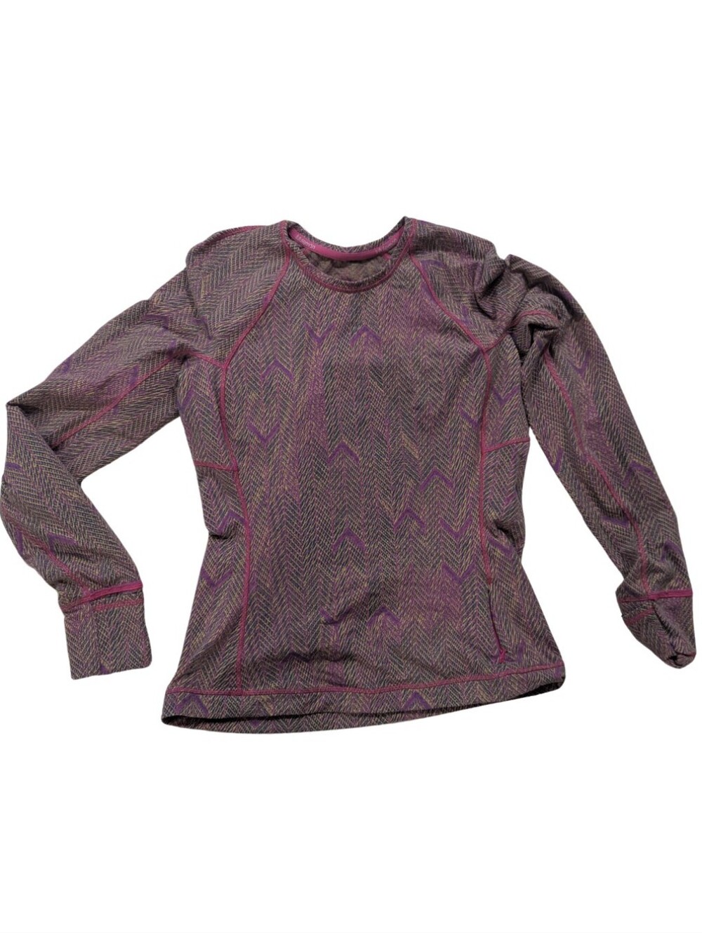 Lululemon It's Rulu Run Long Sleeve Chevron Sonic Pink Size 8 Reverberate